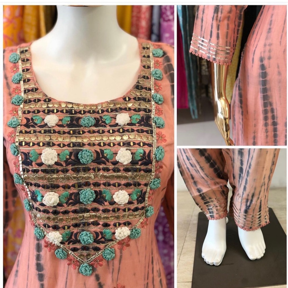 Sale 🎈3 pic Salwar Kameez Size 46 or 2xl  Muslin Suits Mirror And Thread